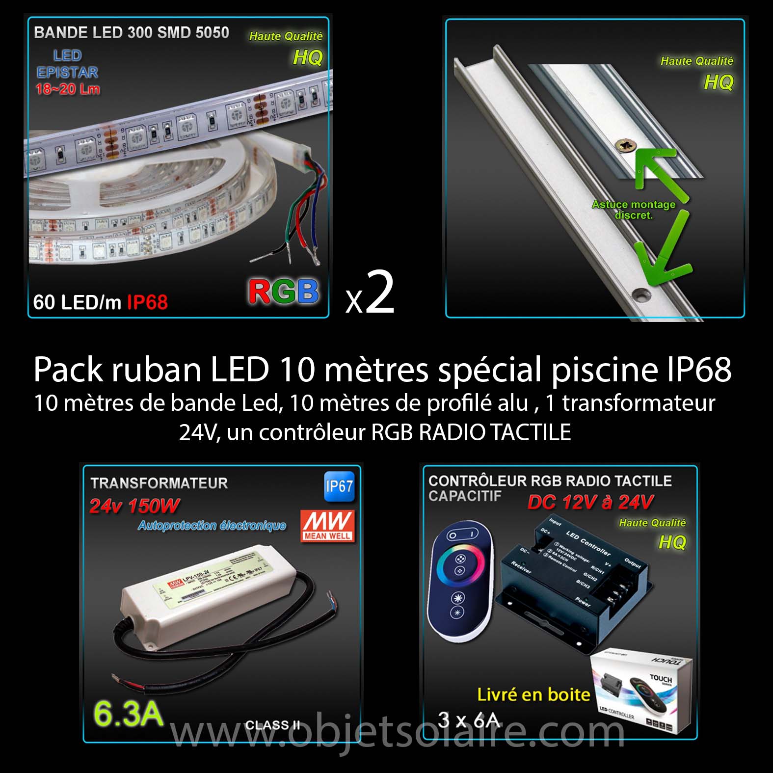 Kit Ruban Led 10 Mètres Piscine RGB IP68 Eclairage led professionnel