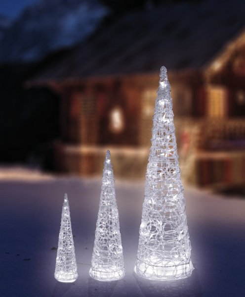 Sapins solaires lumineux cone Noel-lot de 3 - Décoration solaire Noel