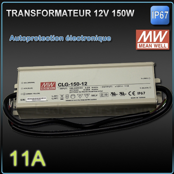 Transformateur LED 175-260V/12V 150W - Le Temps des Travaux