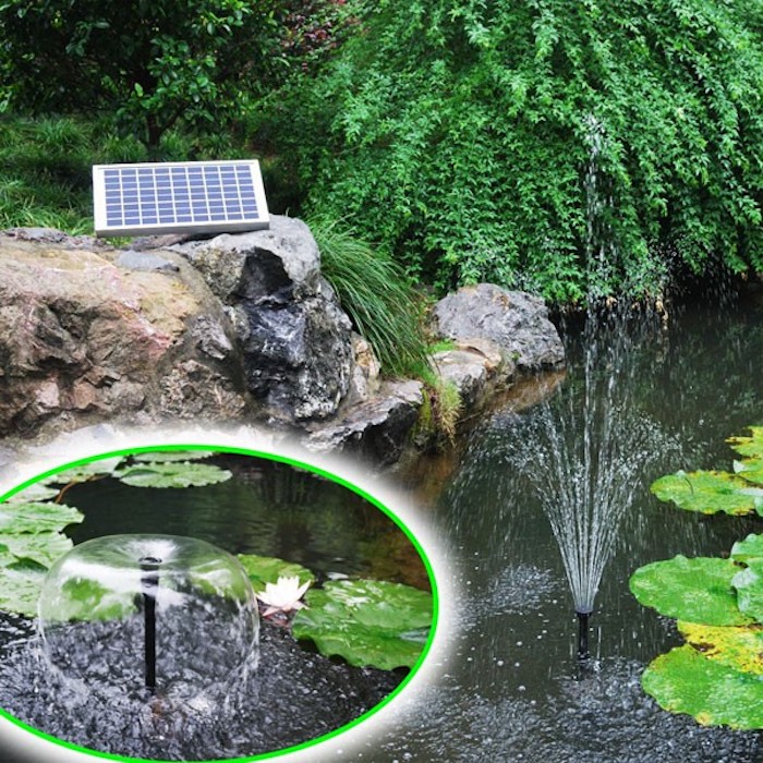 Fontaine solaire extérieure Pompe d'étang solaire avec batterie