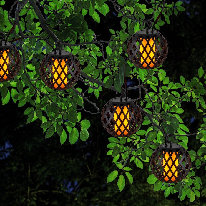 Guirlande solaire 10 lanternes effet flamme