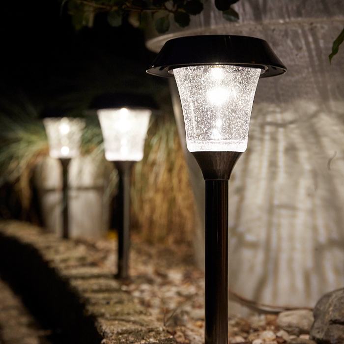 Lampadaire Lampe D'Extérieur Borne Lumineuse Étanche Jardin Inox Noir  Hauteur