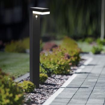 Balise Solaire de Jardin Exterieur - Panneau Solaire Deporte - Borne 2  Spots Orientables 100 LEDs - Puissance 1000 Lumens - Detecteur de Presence  5 m