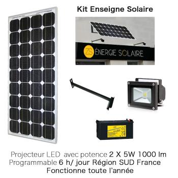 Kit eclairage solaire panneau ou enseigne programmable 50W-10W