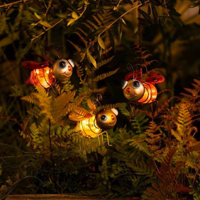 Abeille et Coccinelle Solaires à Suspendre Lot de 2