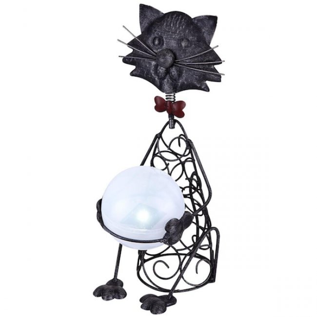 Chat Solaire Metal Boule Animaux Solaires Lampe Decoration Solaire Objetsolaire