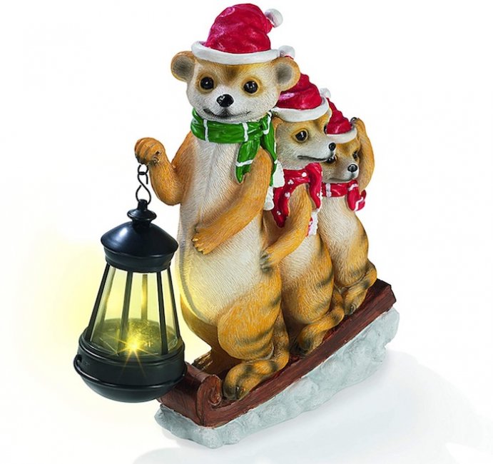 Figurine Solaire de Noël Animaux sur Luge à Lanterne décoration